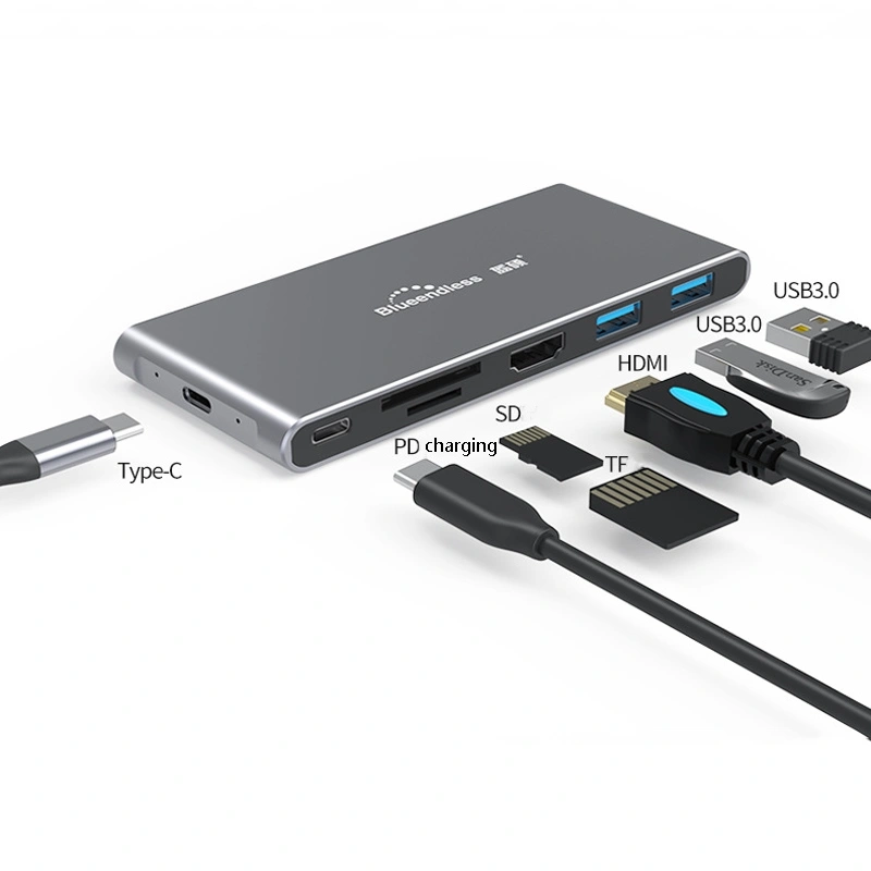 Blueendless BS HC702 Docking Station 7 IN 1 Type C Adapter HUB