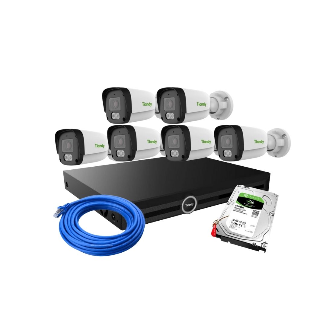 Tiandy 5mp-6Cameras Security System