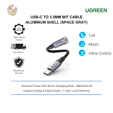 UGREEN 80154 USB-C TO 3.5mm M/F Cable Aluminum Shell 10cm