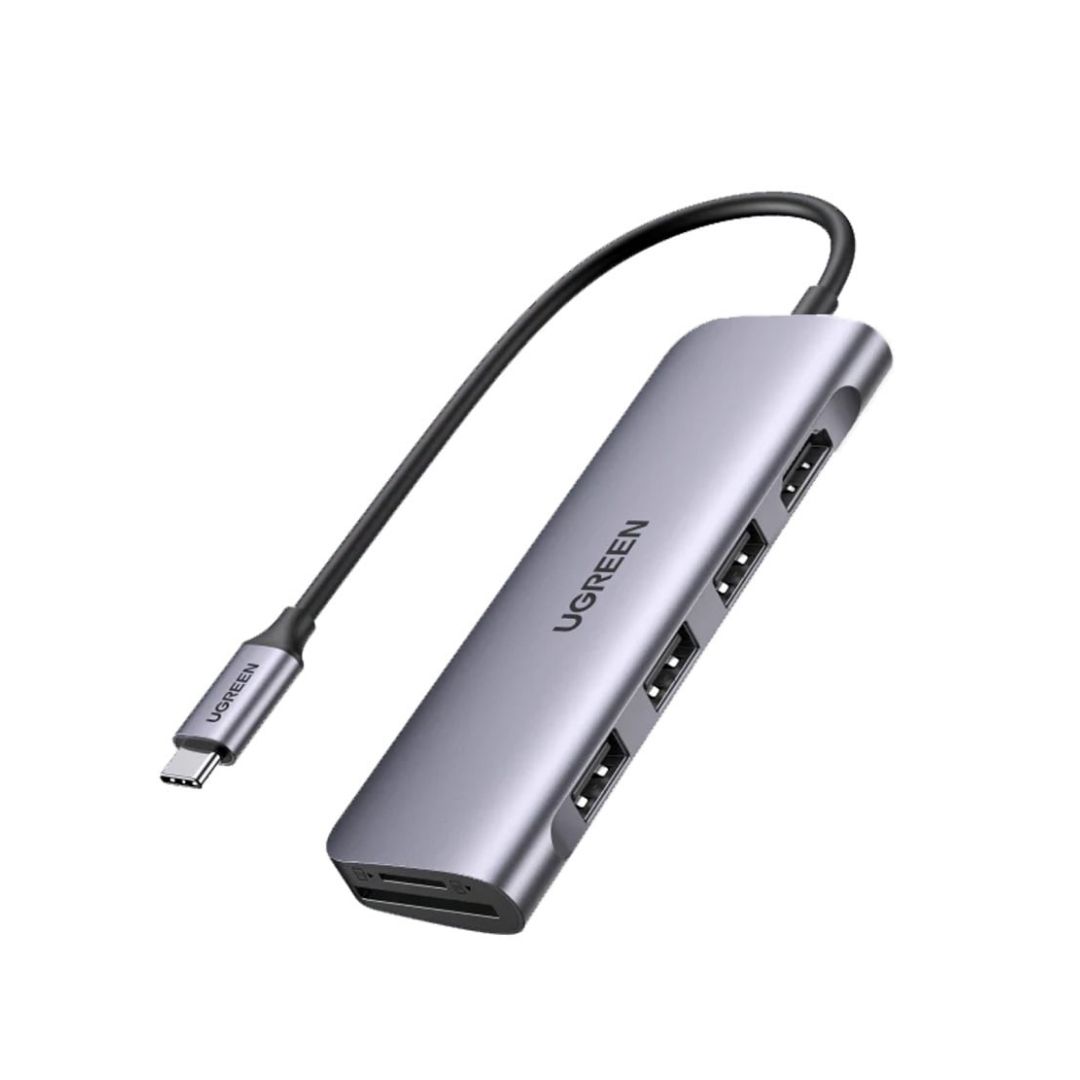 UGREEN 6 in 1 -20956A (3*USB-A -HDMI-SD CARD-TF CARD)Multifunction Adapter