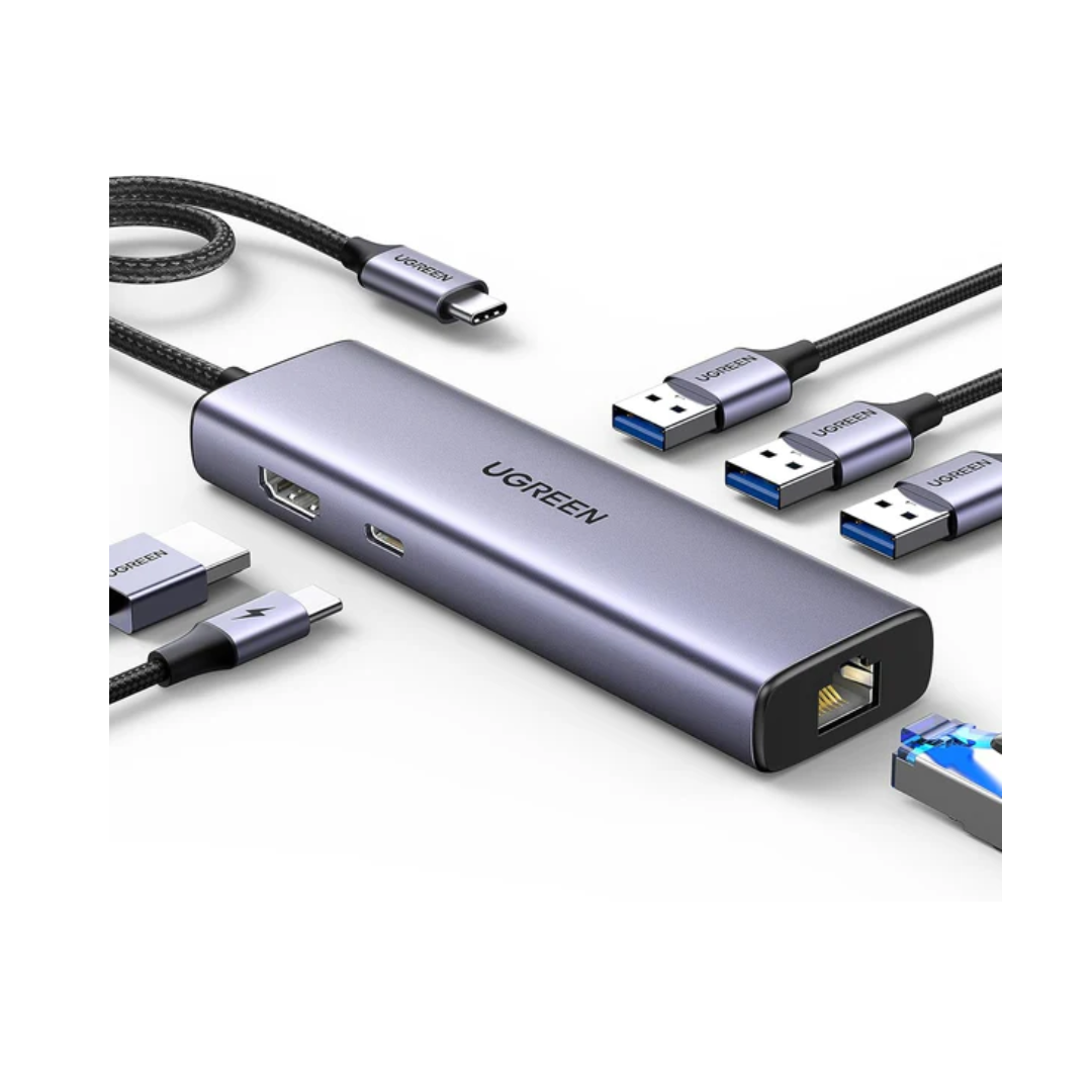 UGREEN 15598 Revodok 6 in 1 USB C Hub Gigabit Ethernet Adapter with 4K HDMI
