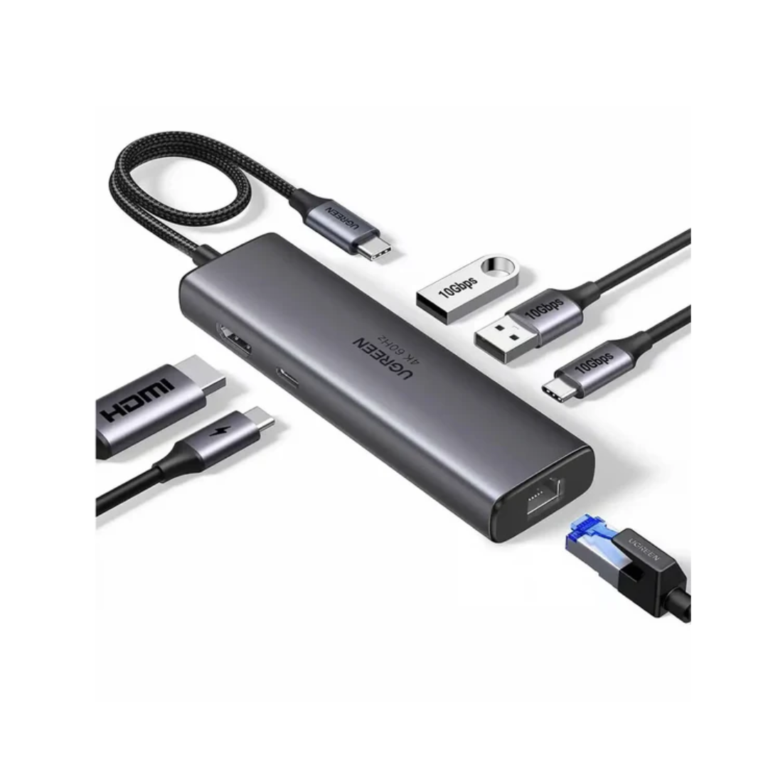 UGREEN 60384 USB-C to 2*USB 3.0 A + HDMI 4K@60Hz max + SD/TF + PD Adapter with PD Charging