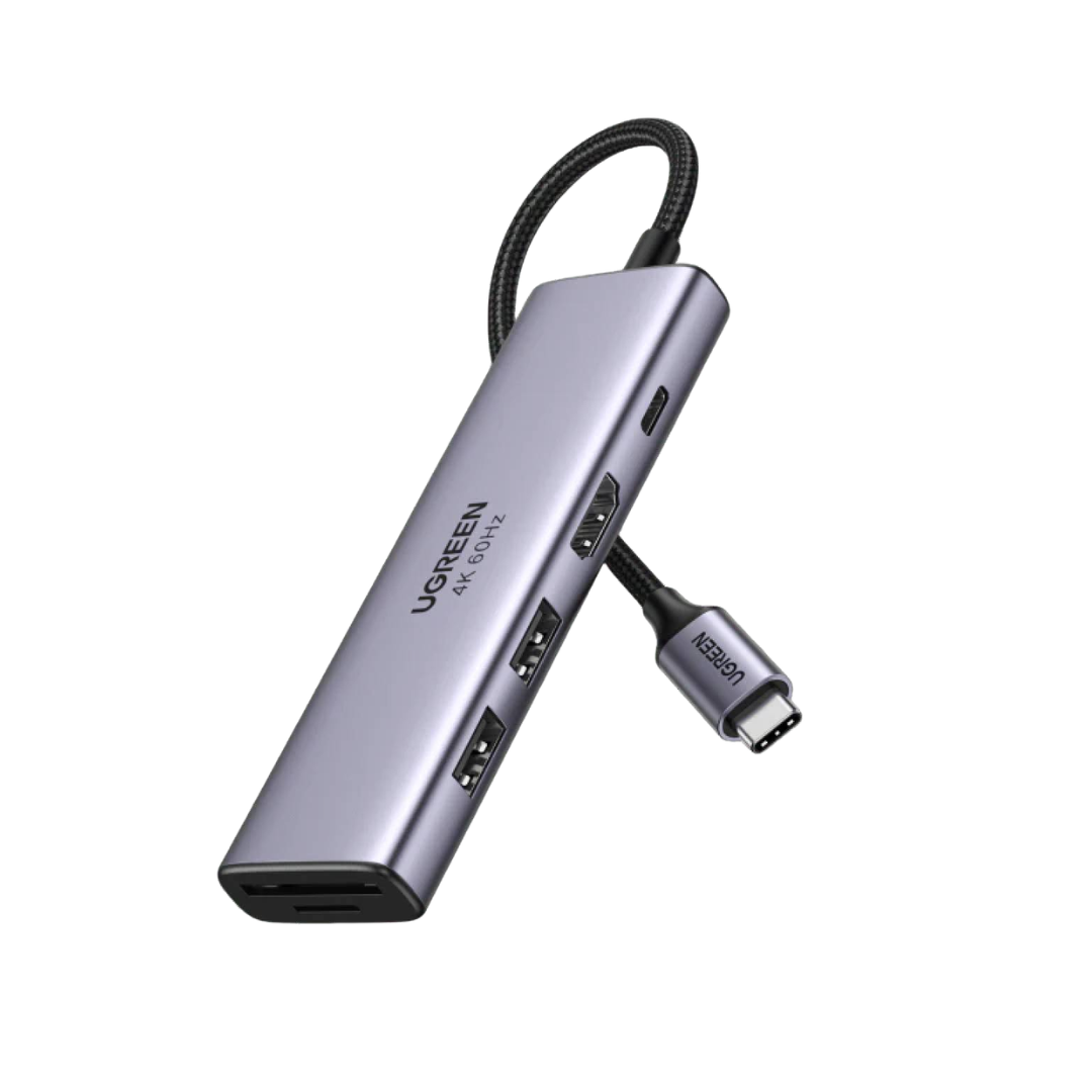 UGREEN 80132 USB-C to 3×USB-A 3.0+HDMI+AUX 3.5mm (2-in-1)+USB-C PD Multifunction Adapter